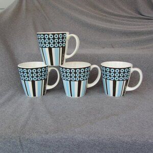 Jonathan Adler Happy Home circles & stripes 14 oz mugs set of 4 (W3271)